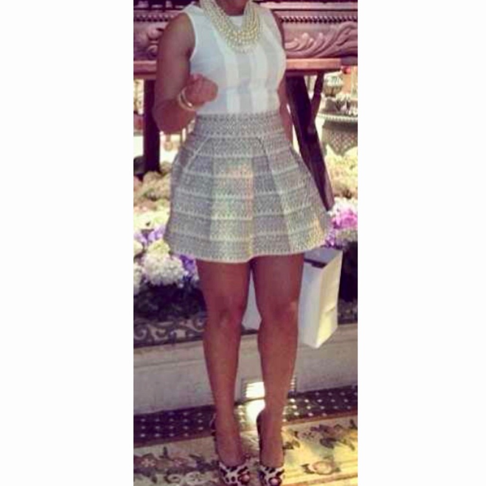 English Rose High Waist Embroidered Zig Zag Skirt.
